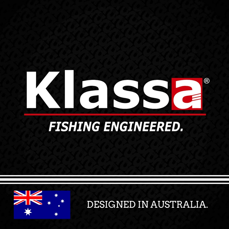 Klassa’s original black, white and red fishing-brand artwork with its fractal a pattern